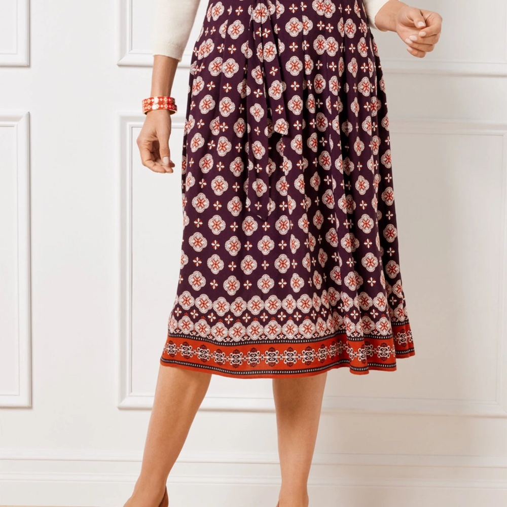 NWT TALBOTS PETITES VISCOSE FIT AND FLARE MIDI SKIRT 0P - Picture 2 of 6